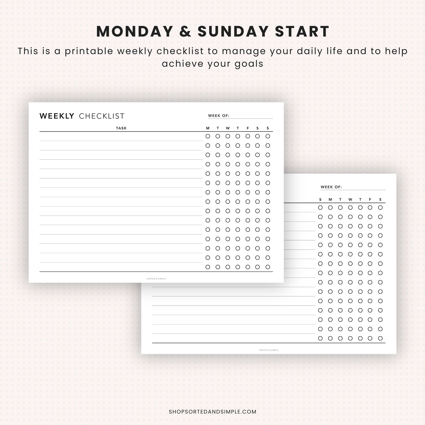 Editable Weekly Checklist Printable