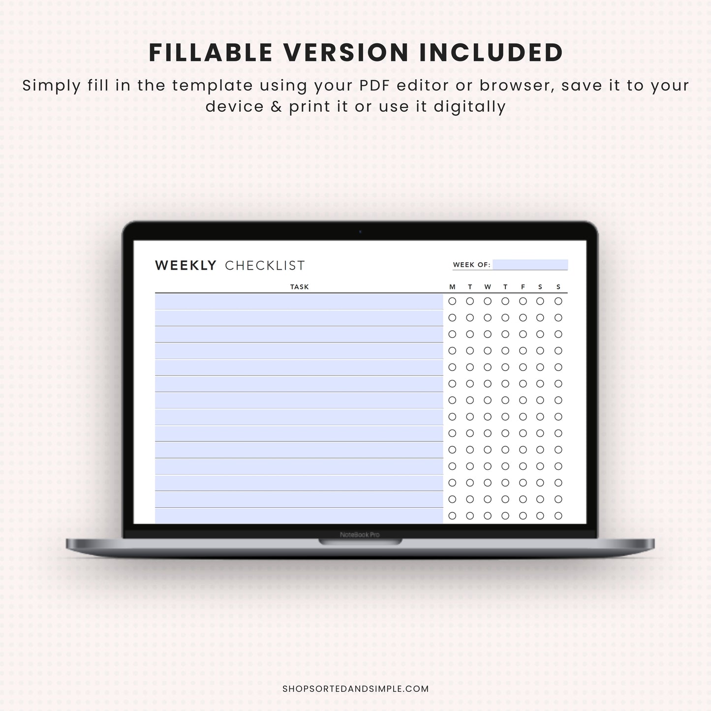 Editable Weekly Checklist Printable