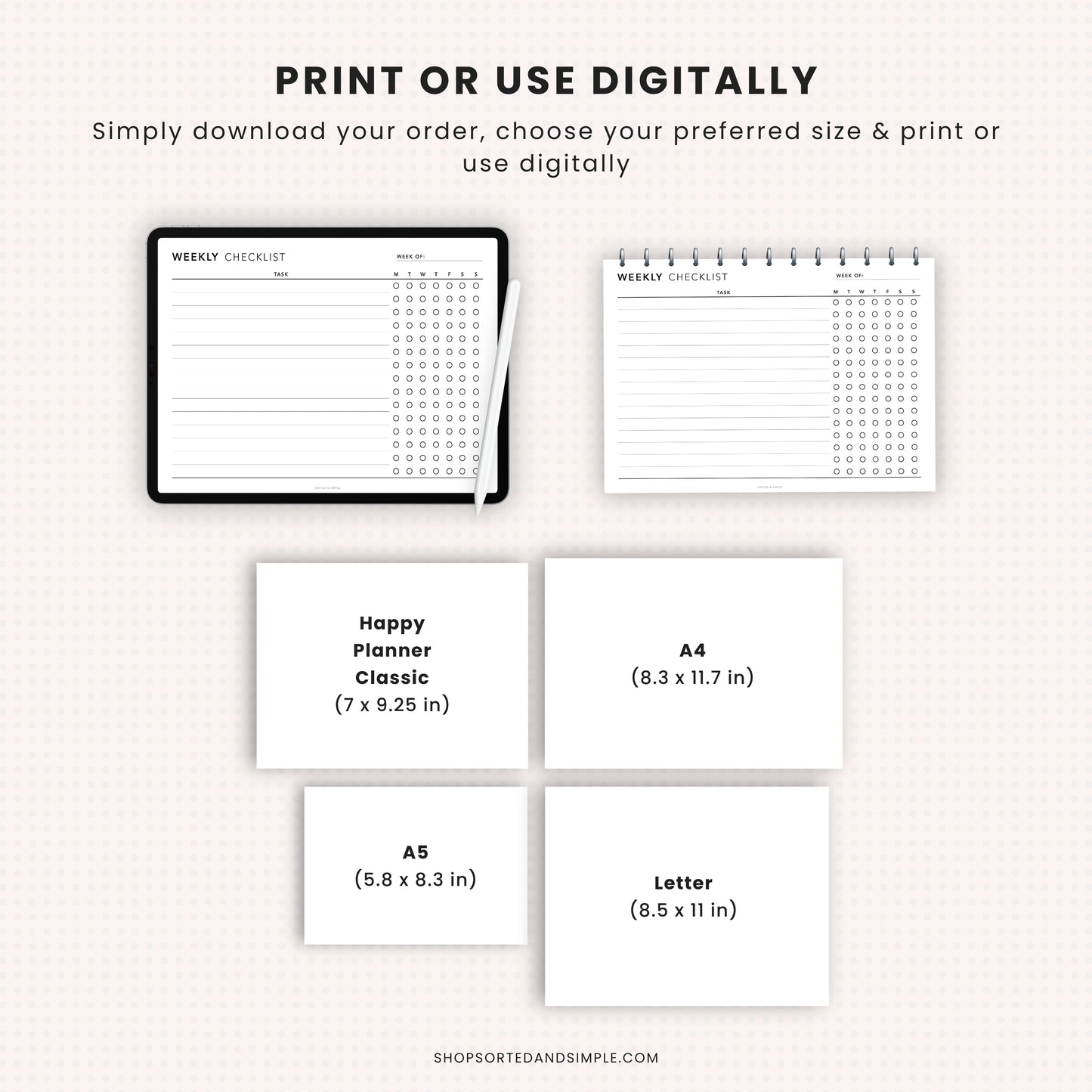 Editable Weekly Checklist Printable