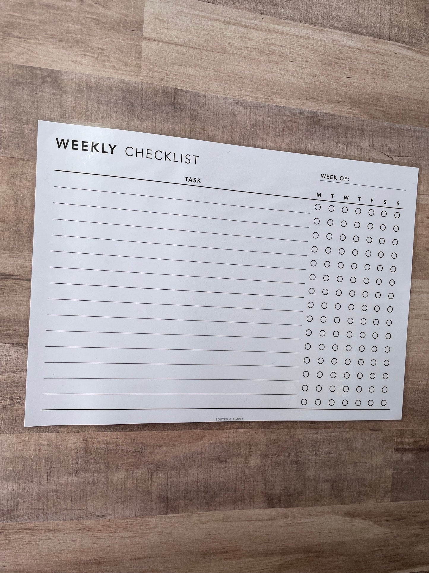 Editable Weekly Checklist Printable