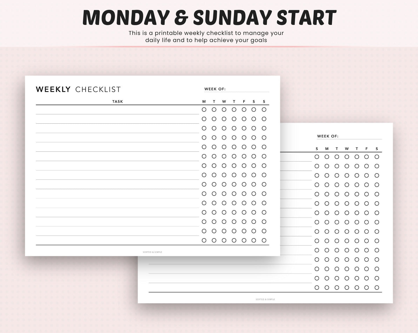 Editable Weekly Checklist Printable
