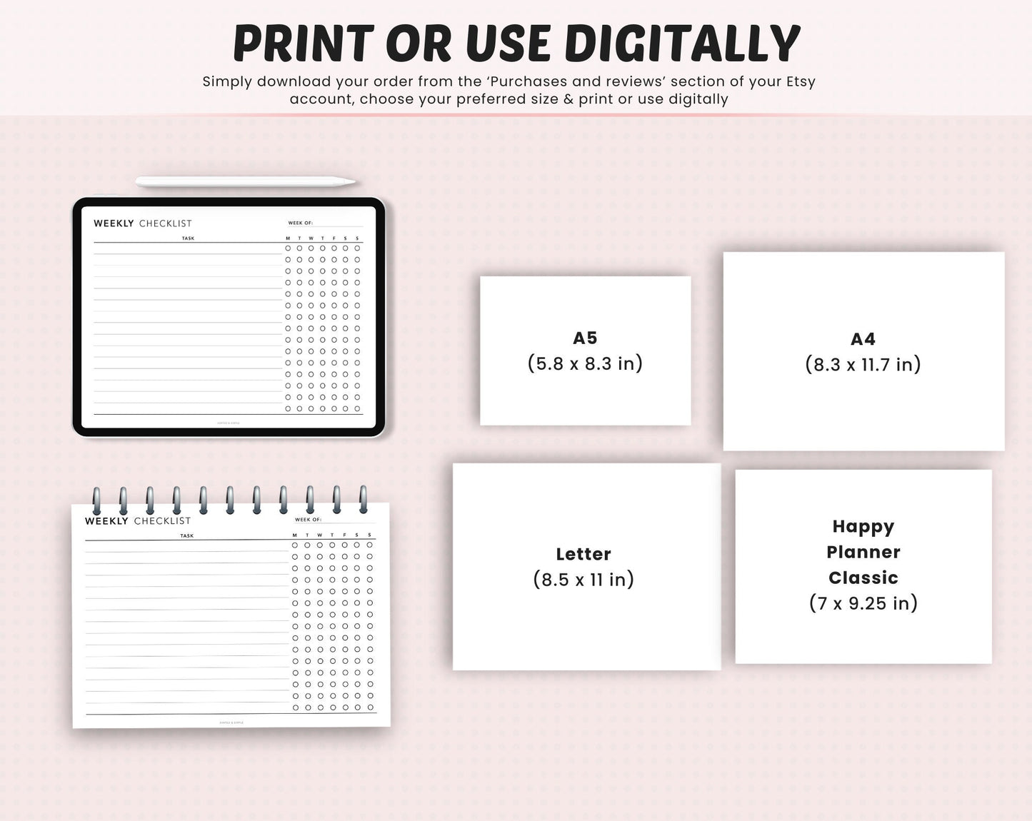 Editable Weekly Checklist Printable