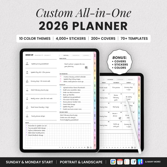 2026 Digital Planner: All-in-One Hyperlinked PDF