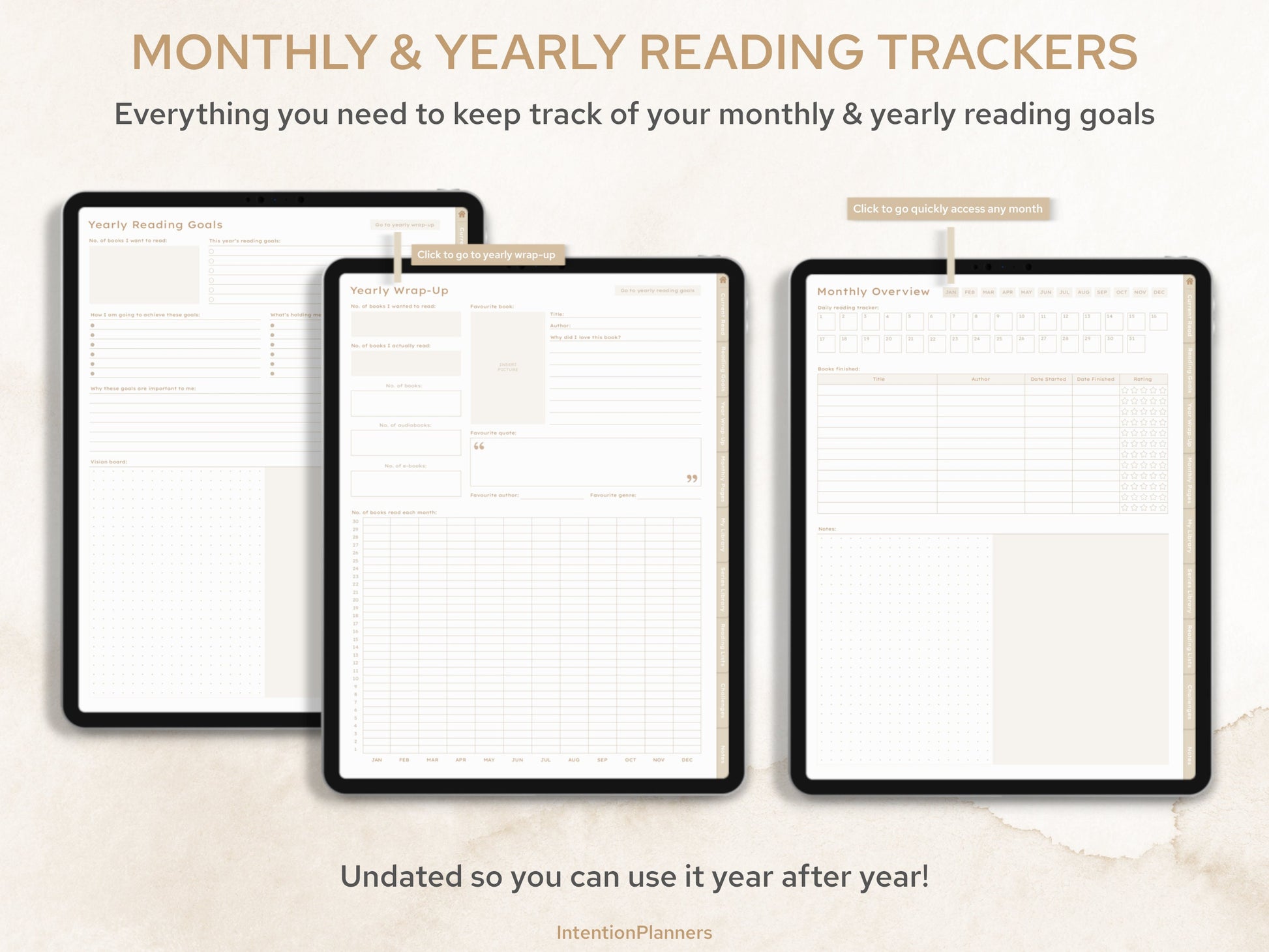 The images shows monthly and yearly pages.