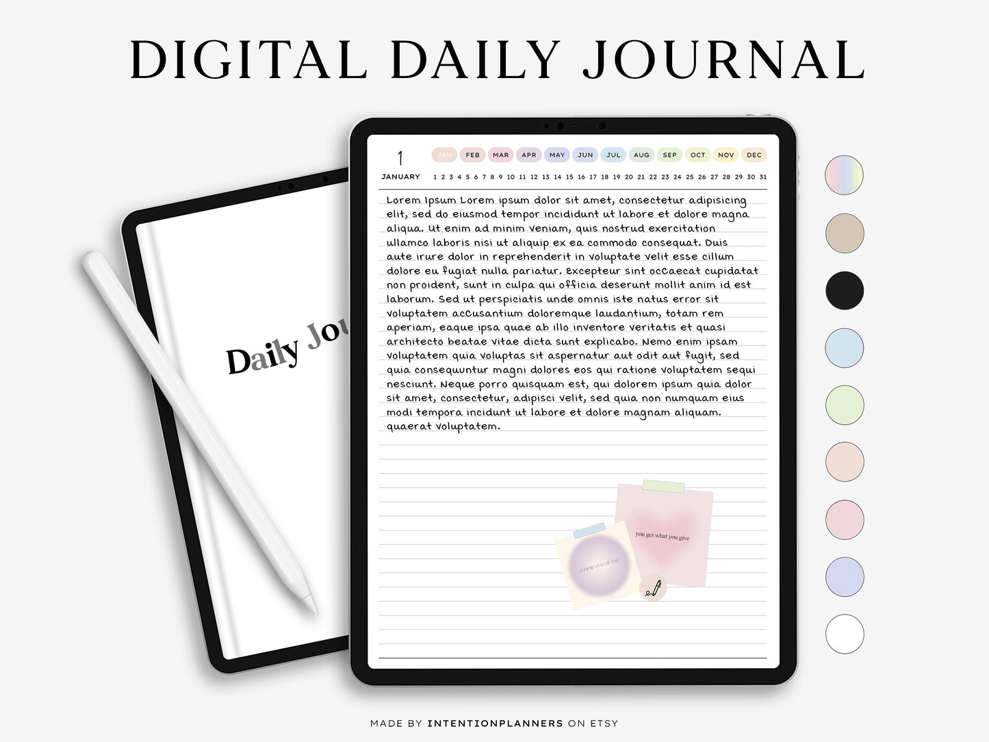 Image of a digital daily journal listing on Etsy.