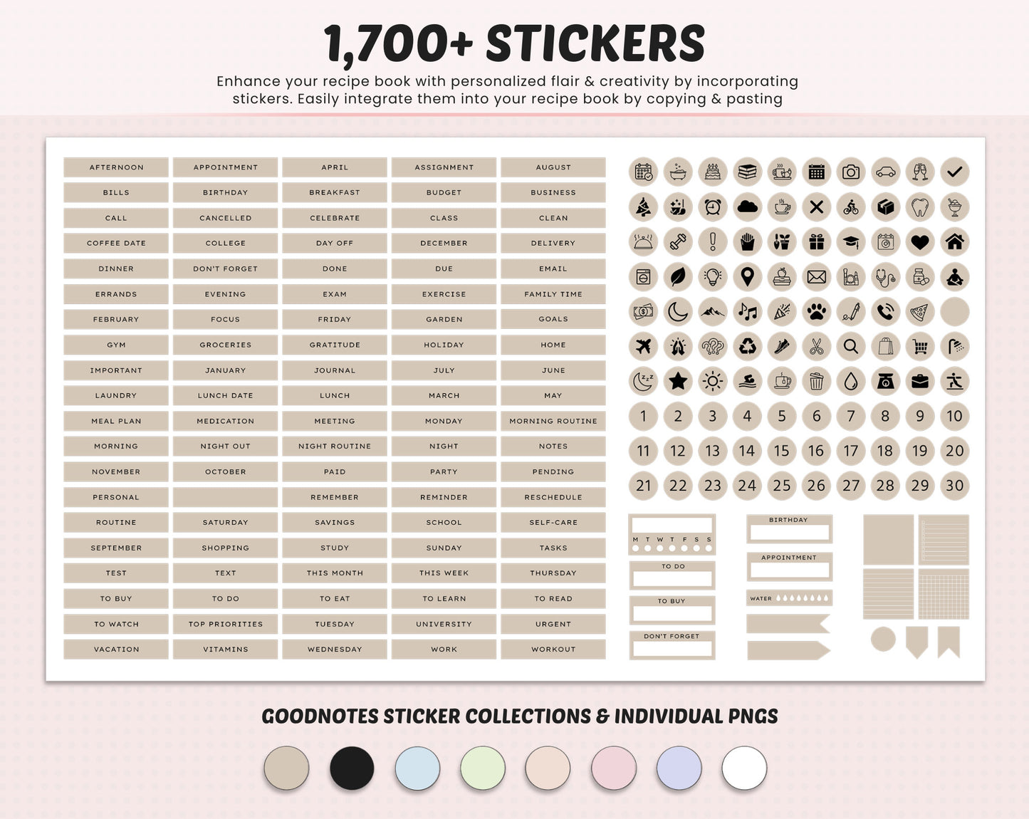 The image shows the product comes with over 1700 digital stickers.