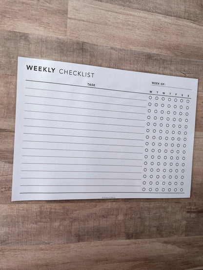 Editable Weekly Checklist Printable