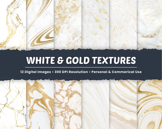 White and Gold Textures Digital Backgrounds