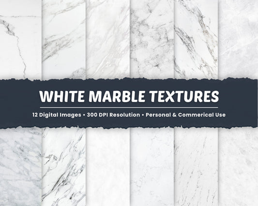 White Marble Textures Digital Backgrounds