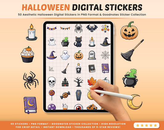 Halloween October Digital Planner Stickers