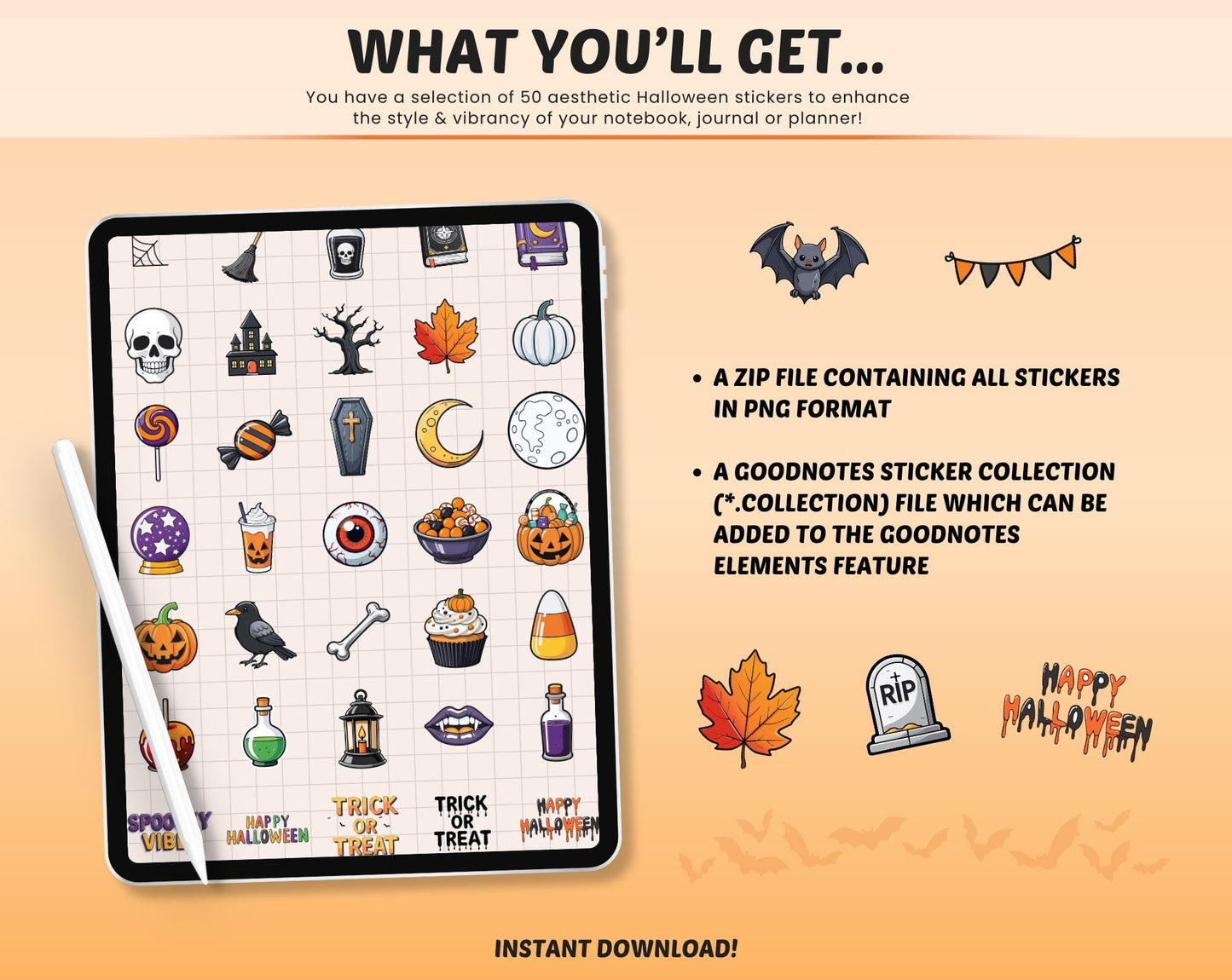 Halloween October Digital Planner Stickers