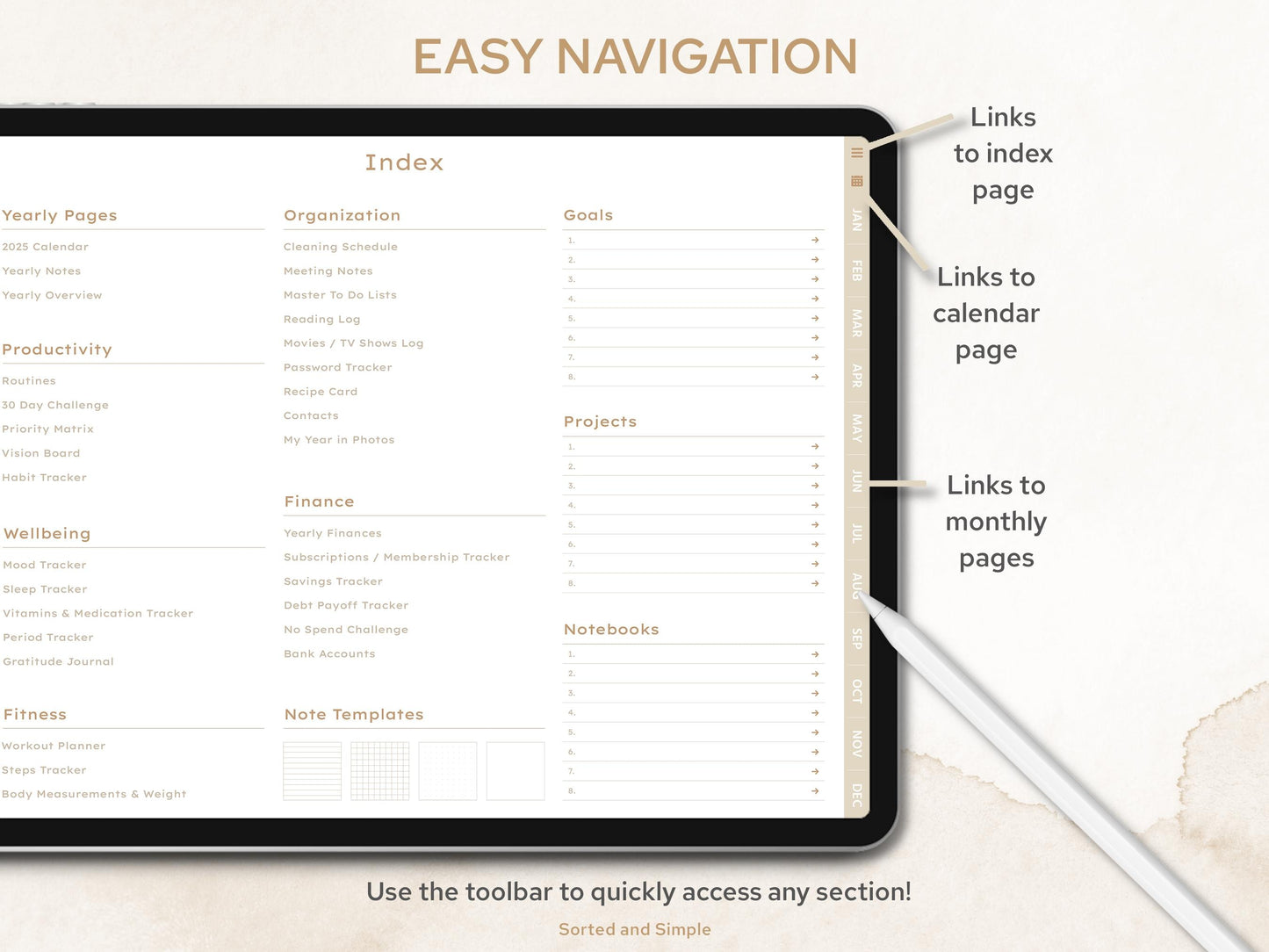 2025 All In One Minimalist Digital Planner